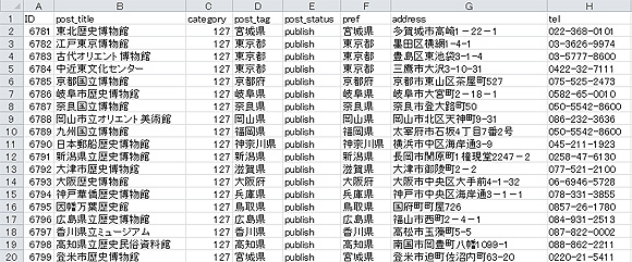 エクスポートされたリストを確認